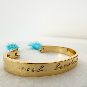 Lilly Pulitzer 'Rule Breakers Only' Gold Cuff Bracelet feat. Turquoise Tassels